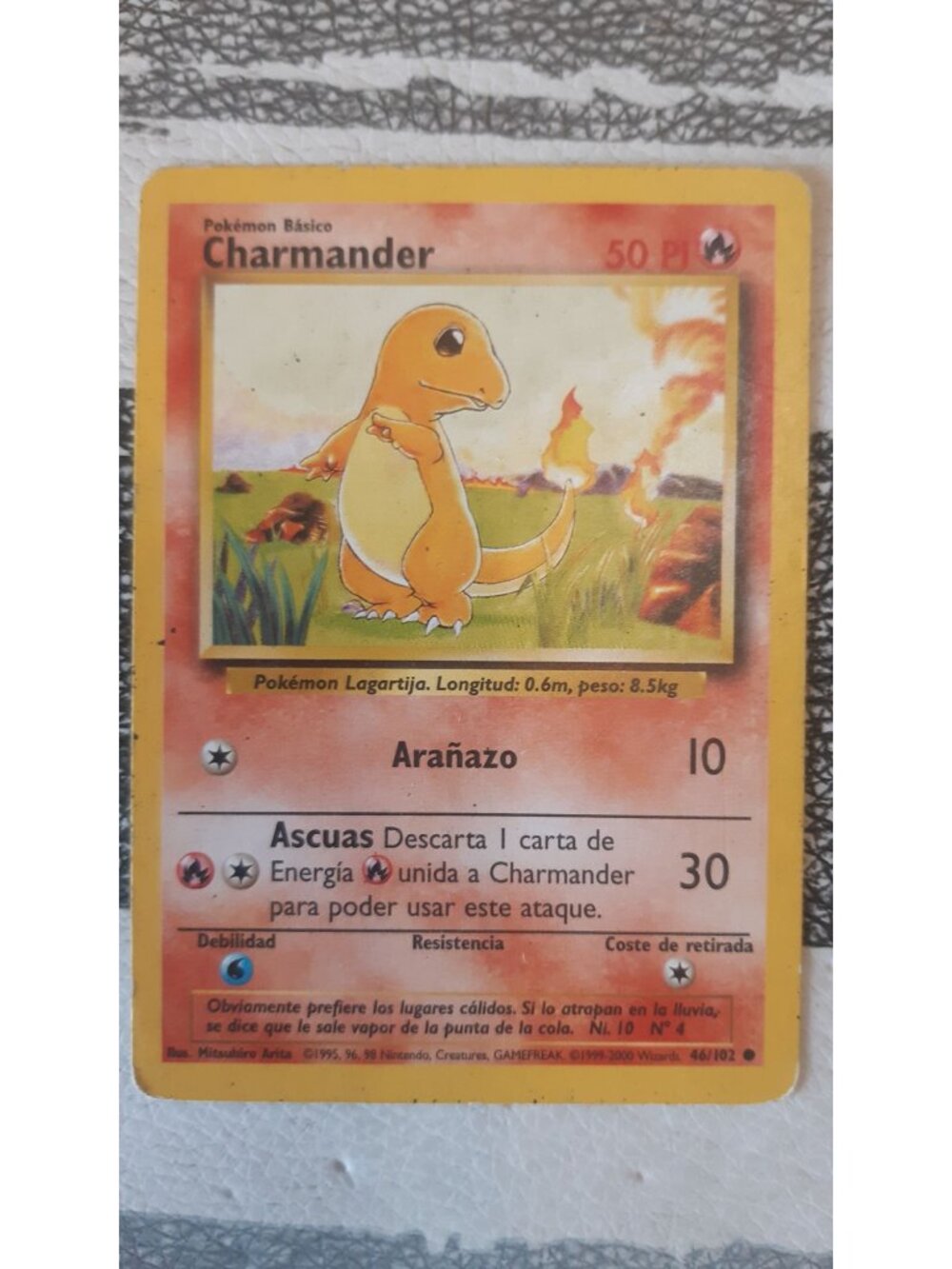 Charmander Pokémon Card 1999-2000 Base Set Spanish Edition 46/102